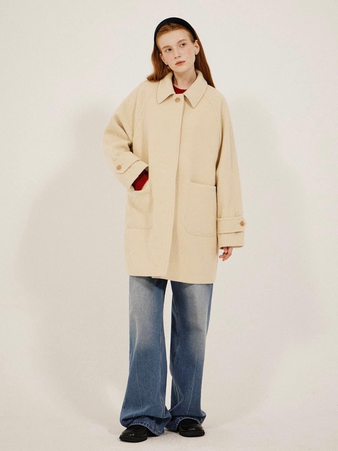 키뮤어 부클 울 하프 코트 상품이미지1