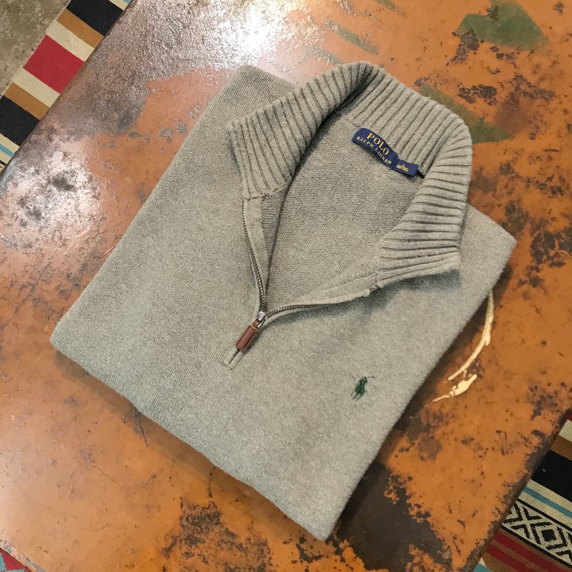 폴로랄프로렌 그레이 코튼 반집업 풀오버 니트 남성 105 110 사이즈 상품이미지1