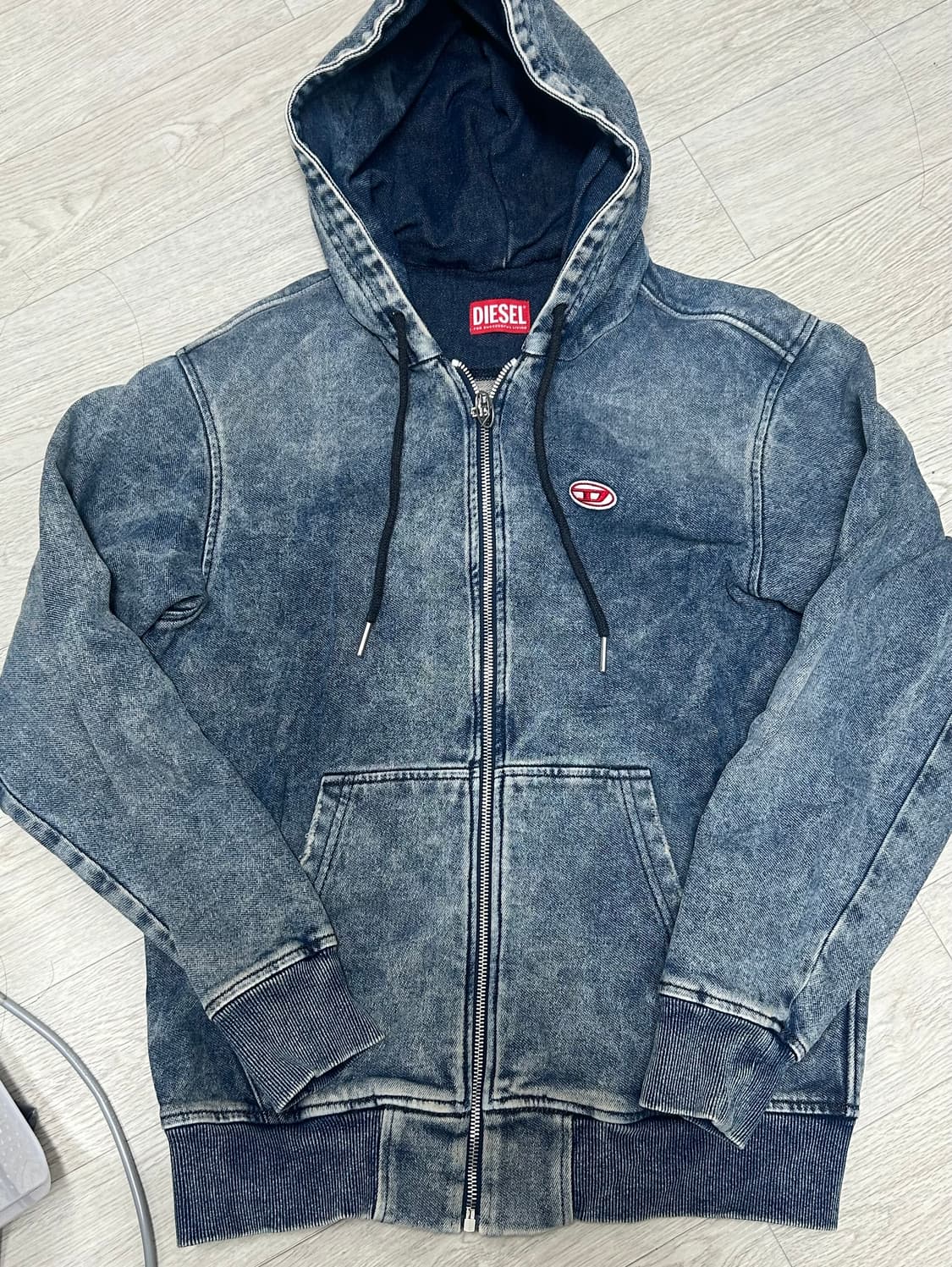 디젤(Diesel) 워시드 데님 후드 집업 재킷 상품이미지1