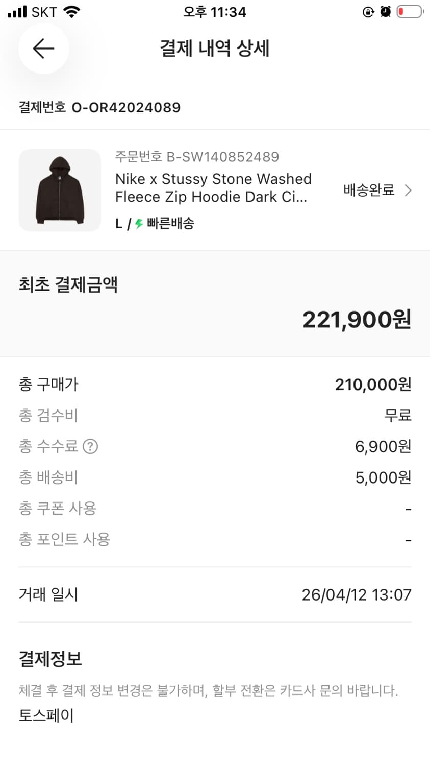 나이키 스투시 스톤 워시드 후드집업 상품이미지2