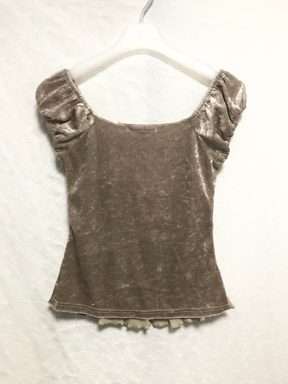 빈티지 페어리 핀터깔 레이스 벨벳 퍼프 탑 상품이미지2