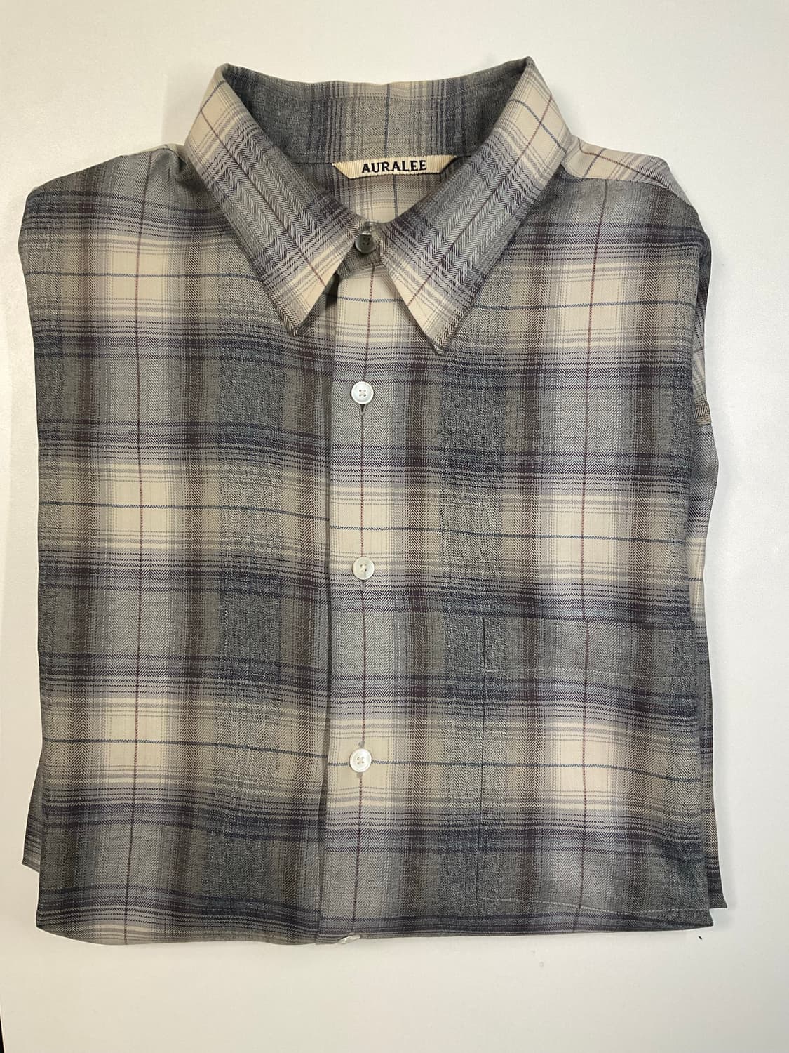 오라리 23aw 체크셔츠 그레이 상품이미지4