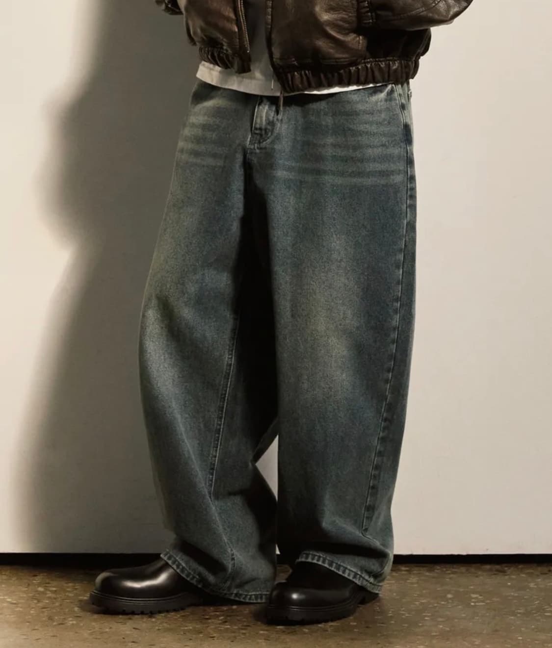 브이투 빈티지 워시드 와이드 데님 팬츠 상품이미지1