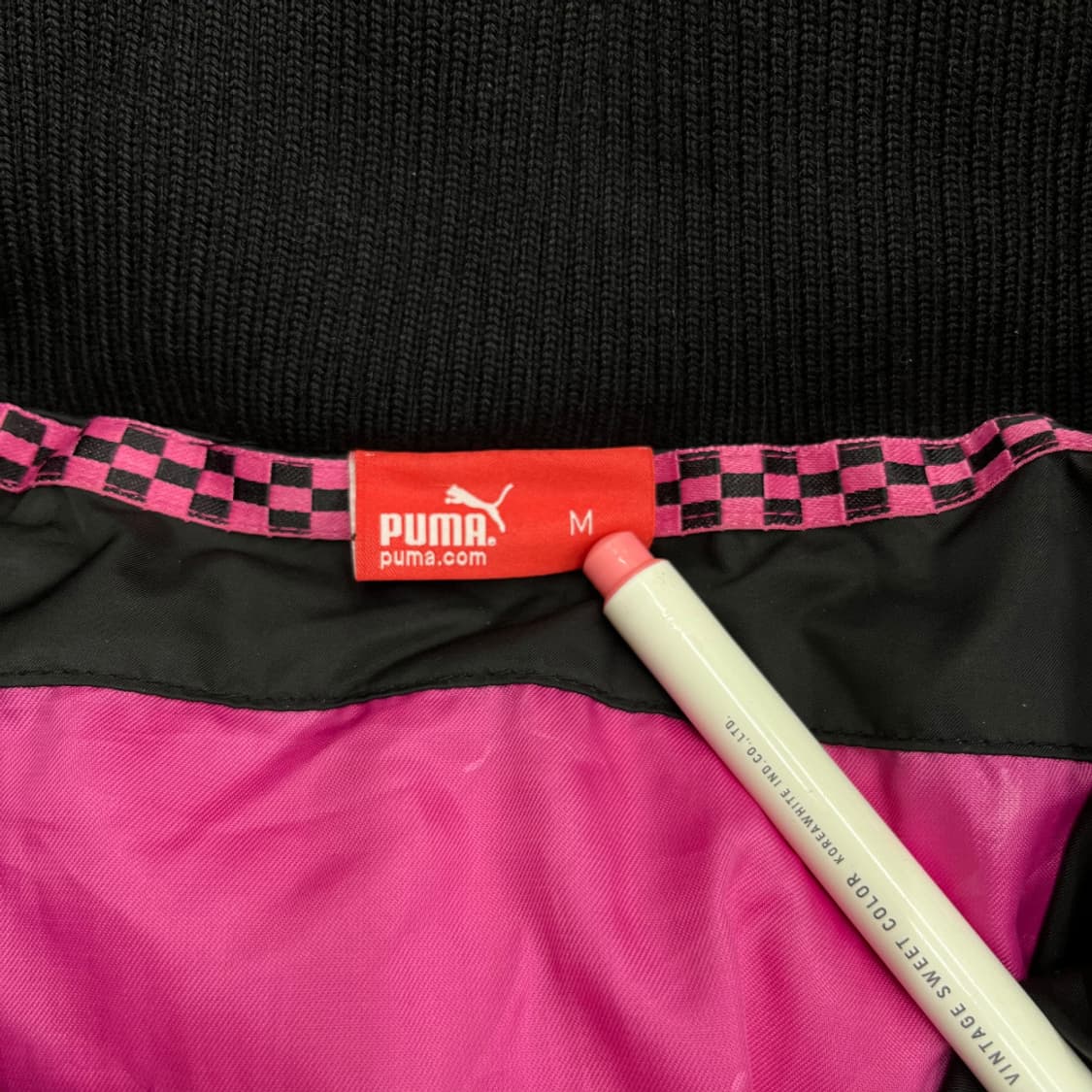 퓨마 핑크로고 블랙 후드 패딩 M 상품이미지6
