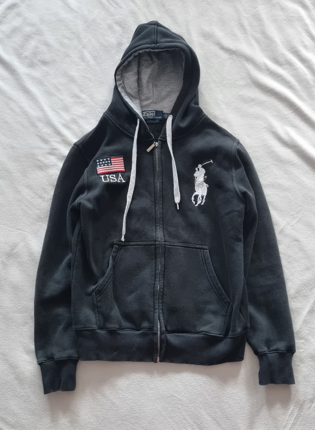 폴로 빅포니 성조기 블랙 후드집업 상품이미지1