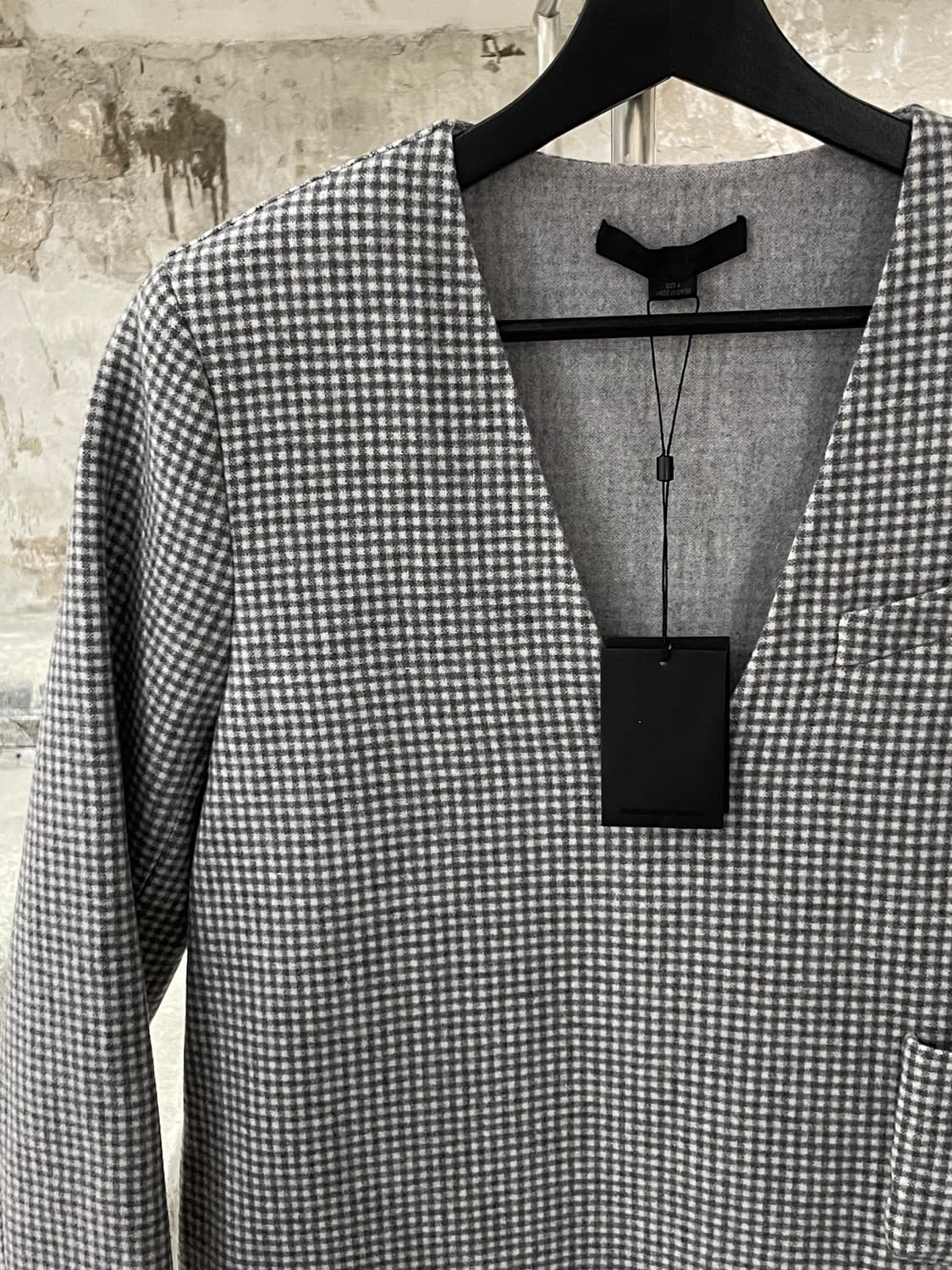 알렉산더 왕 그레이 멀티 포켓 깅엄 체크 V넥 울 미디 원피스 상품이미지2