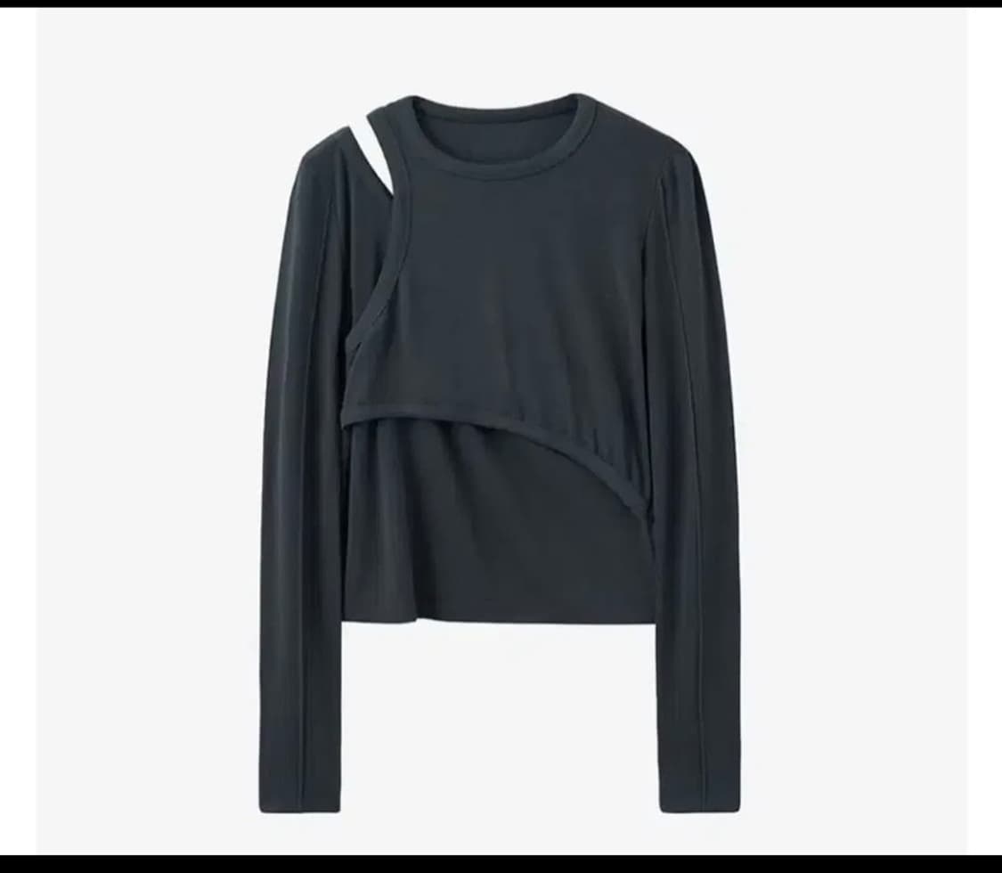 인사일런스우먼 레이어드 컷 아웃 탑 차콜 상품이미지3