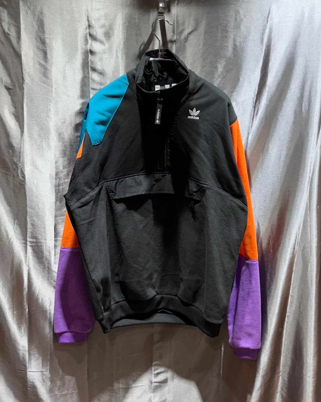 S 아디다스 파이어버드 빅로고 컬러 배색 플리스 아노락 상품이미지3