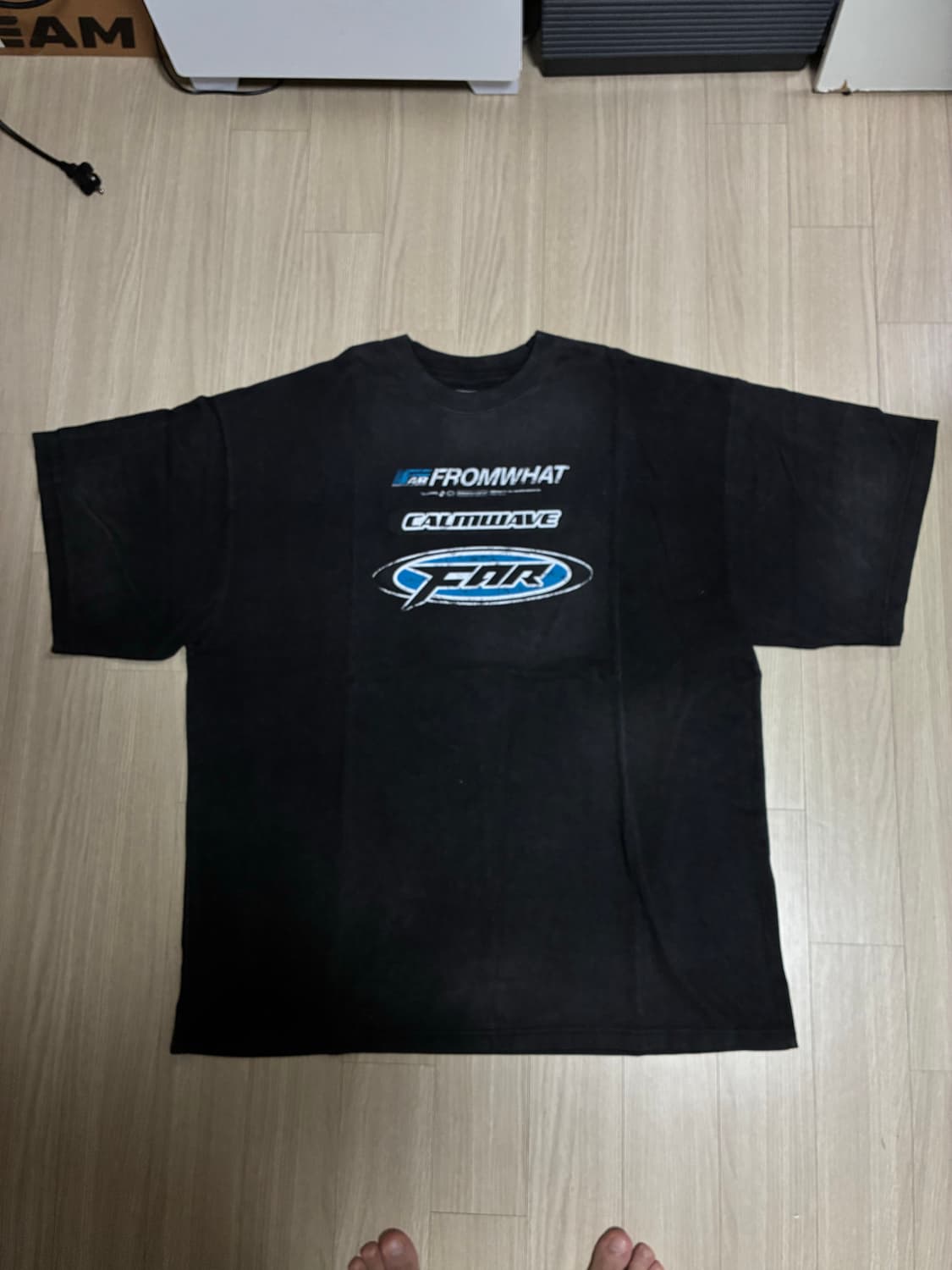 파프롬왓 파 워시드 로고 티셔츠 블랙 1사이즈 상품이미지3