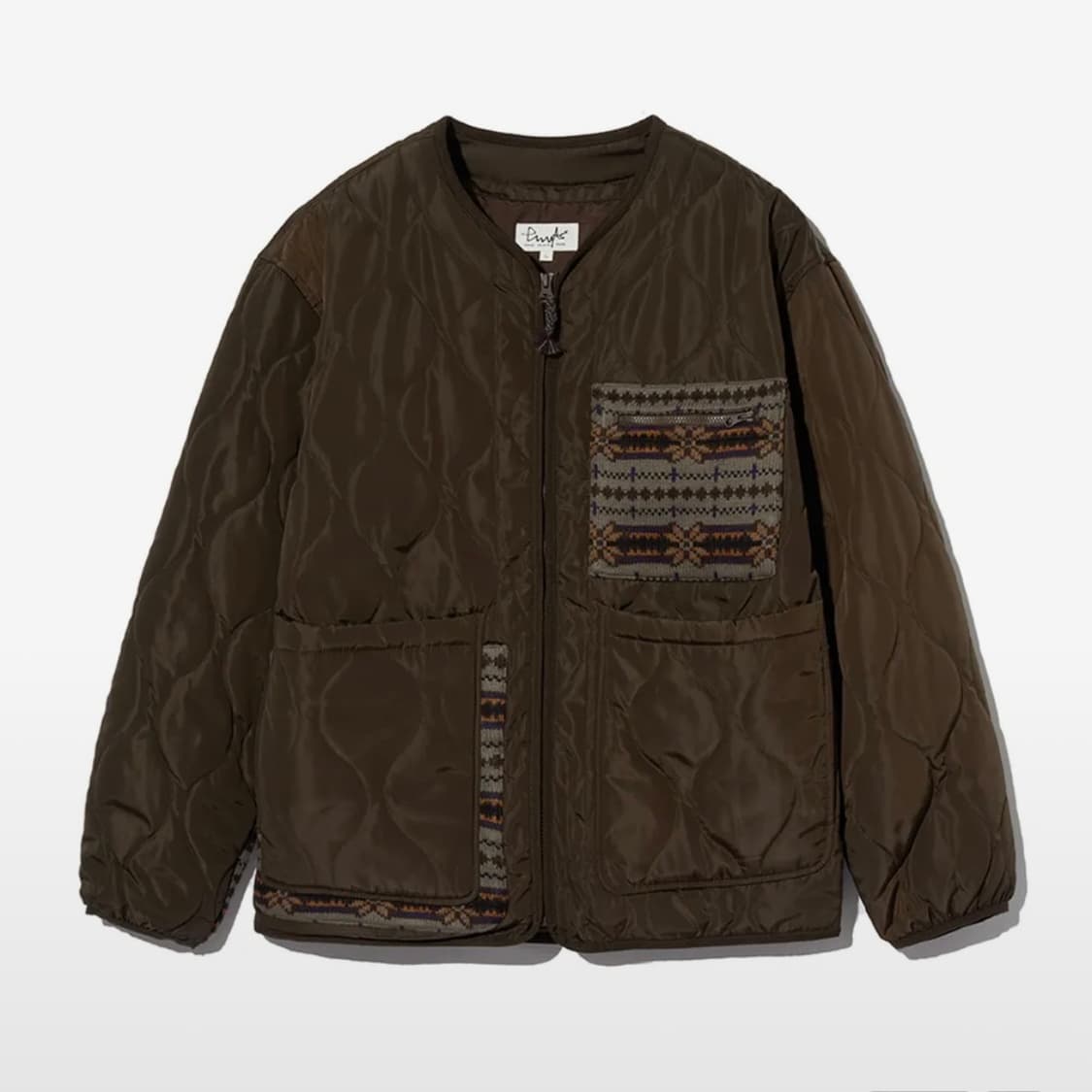 [피지컬 디파트먼트] 니트믹스 투웨이 포켓 퀼팅자켓_브라운 상품이미지1