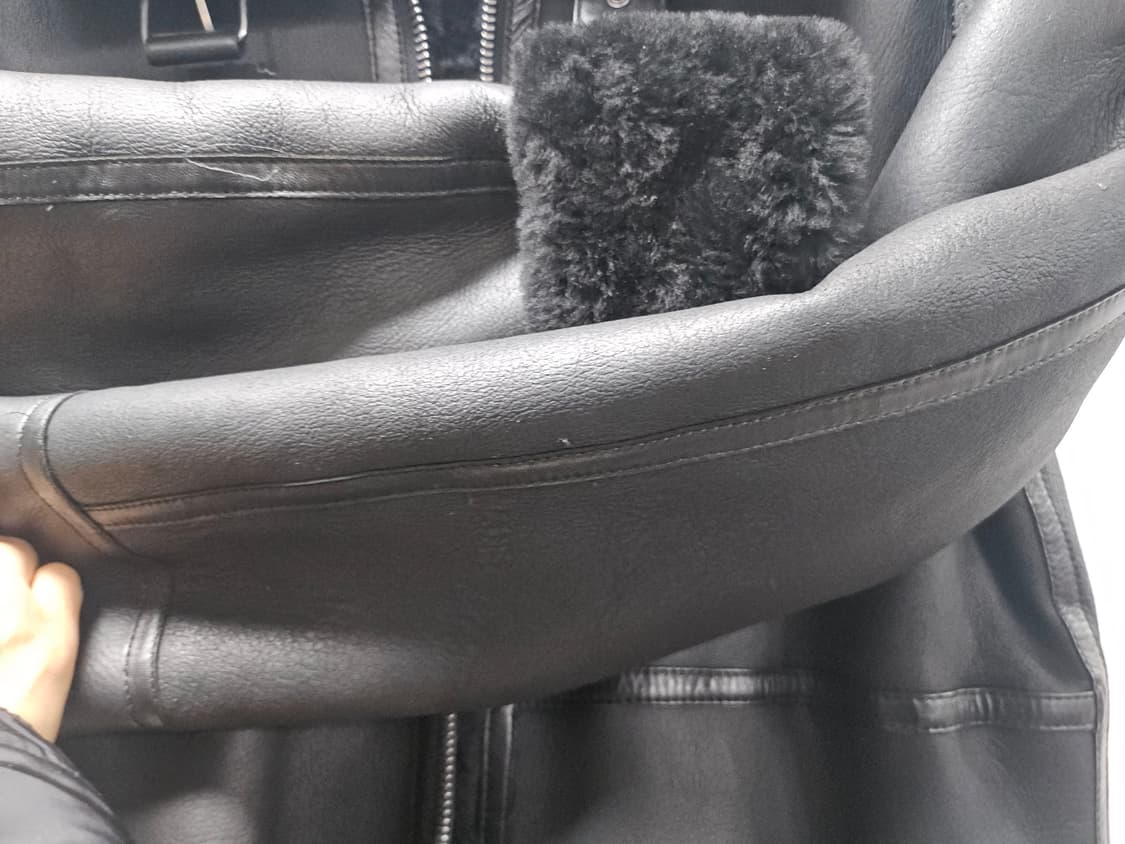 블랙 롱 인조 무스탕 코트 M 상품이미지4