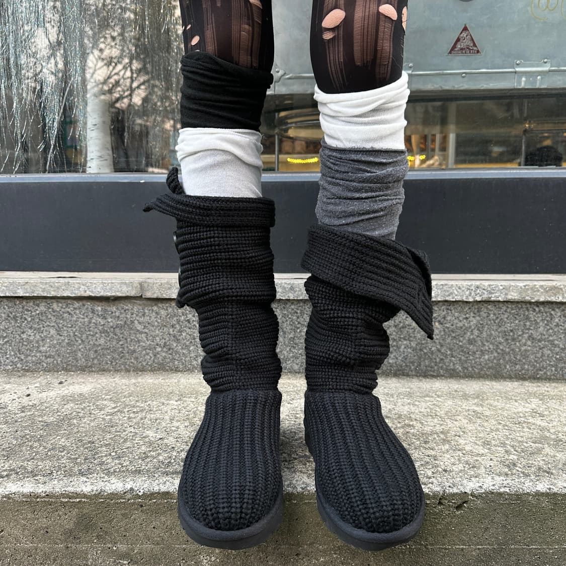 00s 블랙 니트 카디 어그 부츠 상품이미지3