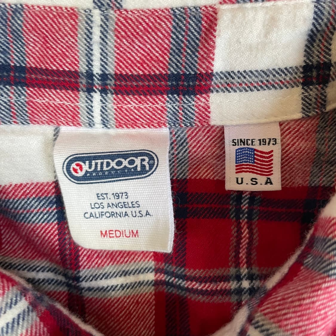 OUTDOOR 레드네이비 플란넬 체크 원포켓 긴팔 셔츠 M 상품이미지6