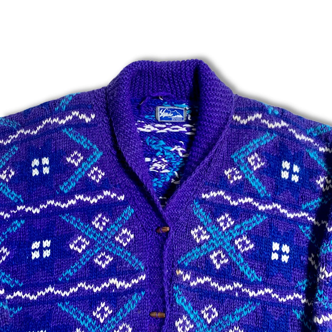 [XL~] 90s  Hand-Knit Purple Cardigan 상품이미지2