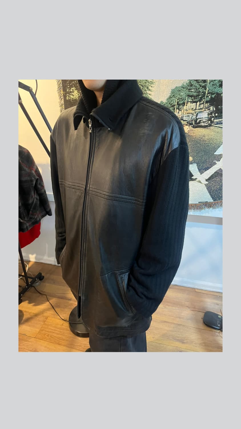 Antrope 양가죽 니트 도킹 코트 상품이미지1