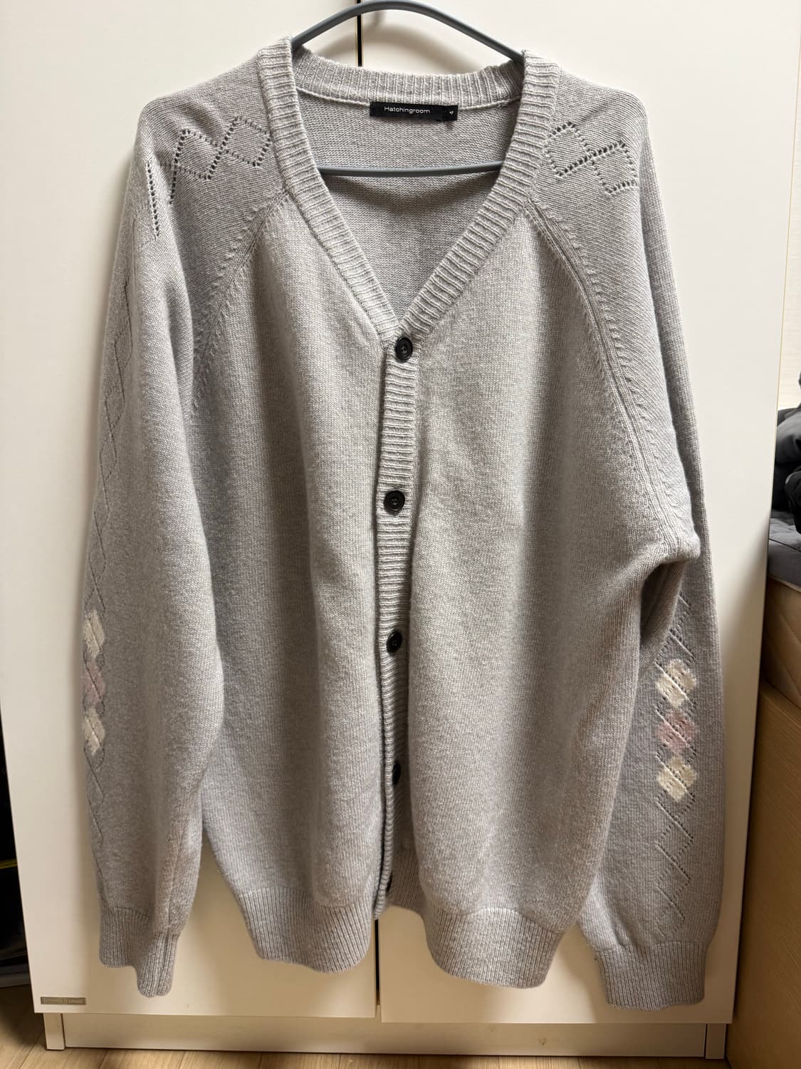 [4] 해칭룸 아가일 가디건 그레이 상품이미지2