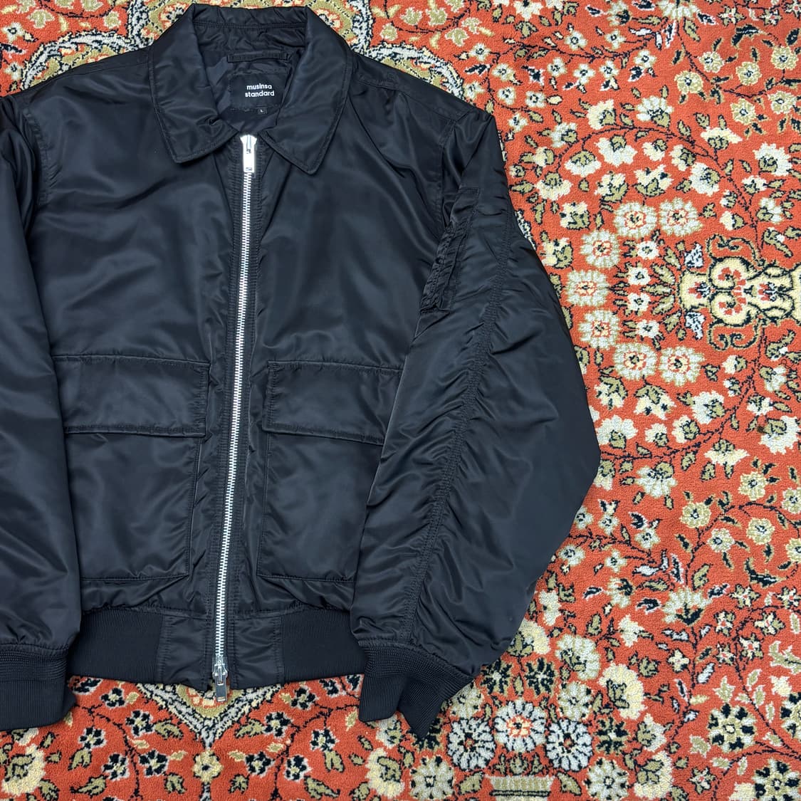 [L] 무탠다드 오버사이즈 칼라드 보머 재킷 블랙 상품이미지3