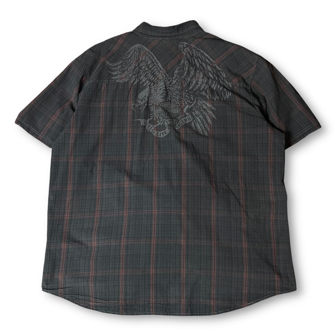 할리데이비슨 다크그레이 레드 체크 패턴 반팔 셔츠 3XL 상품이미지2
