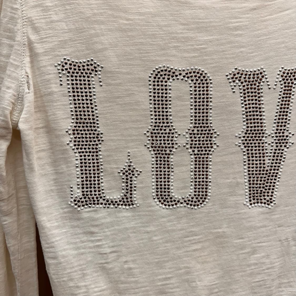 Ivory Crystal Lettering Long-Sleeve T-Sh 상품이미지6