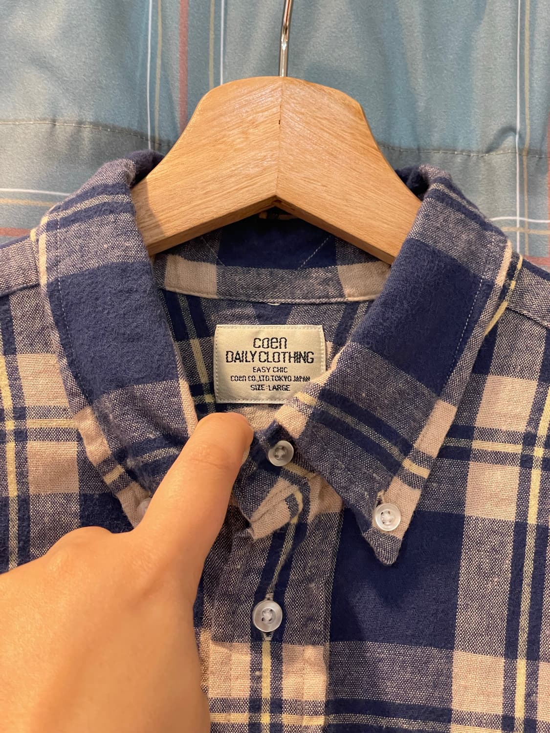 Coen 체크셔츠 베이지블루 상품이미지2