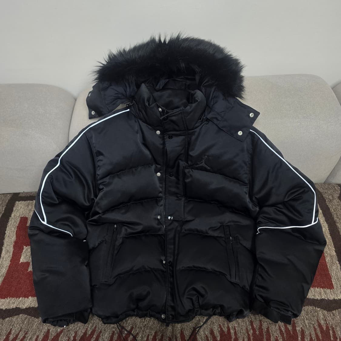 슈프림 조던 퍼퍼 패딩 자켓 블랙 L사이즈 상품이미지1