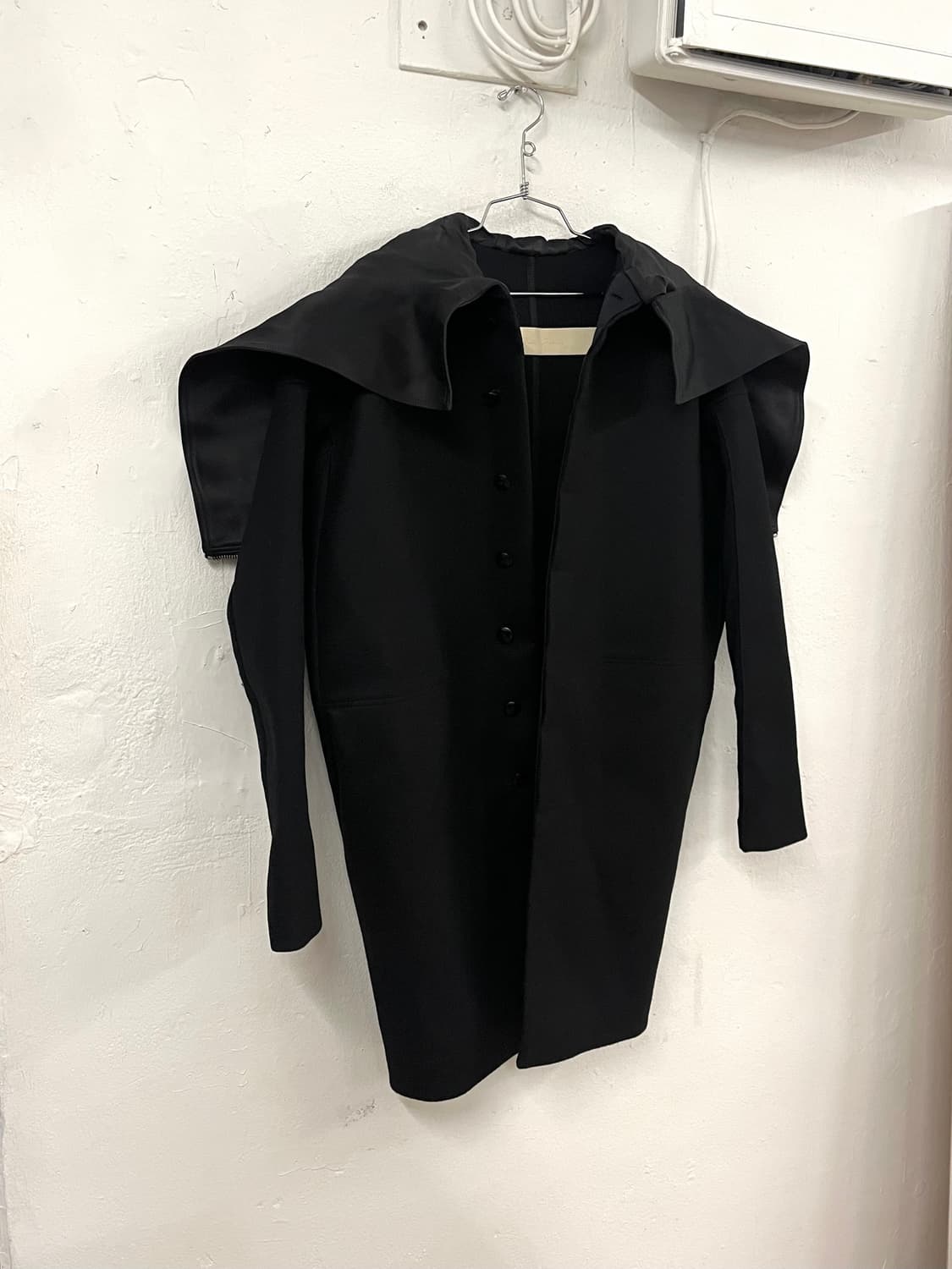 릭오웬스 2013FW 런웨이 아카이브 실크 울 후드 코트 상품이미지4