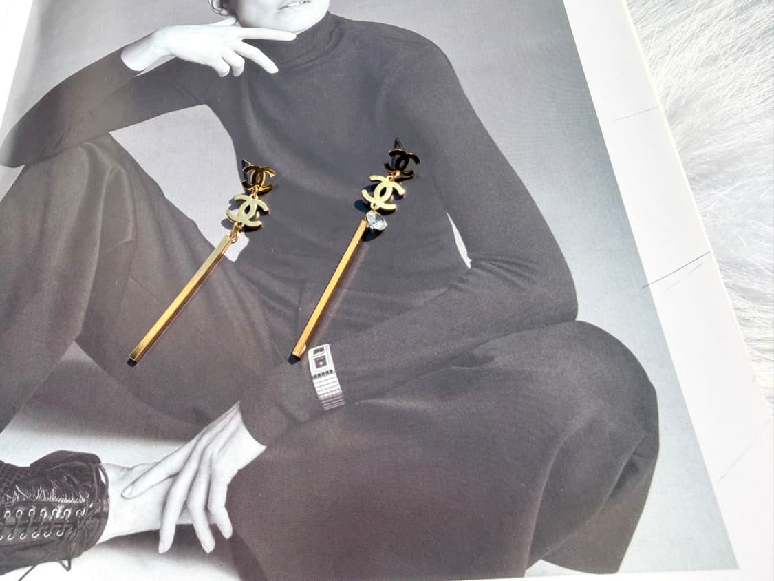 샤넬 레이어드 드롭 이어링 골드 상품이미지3