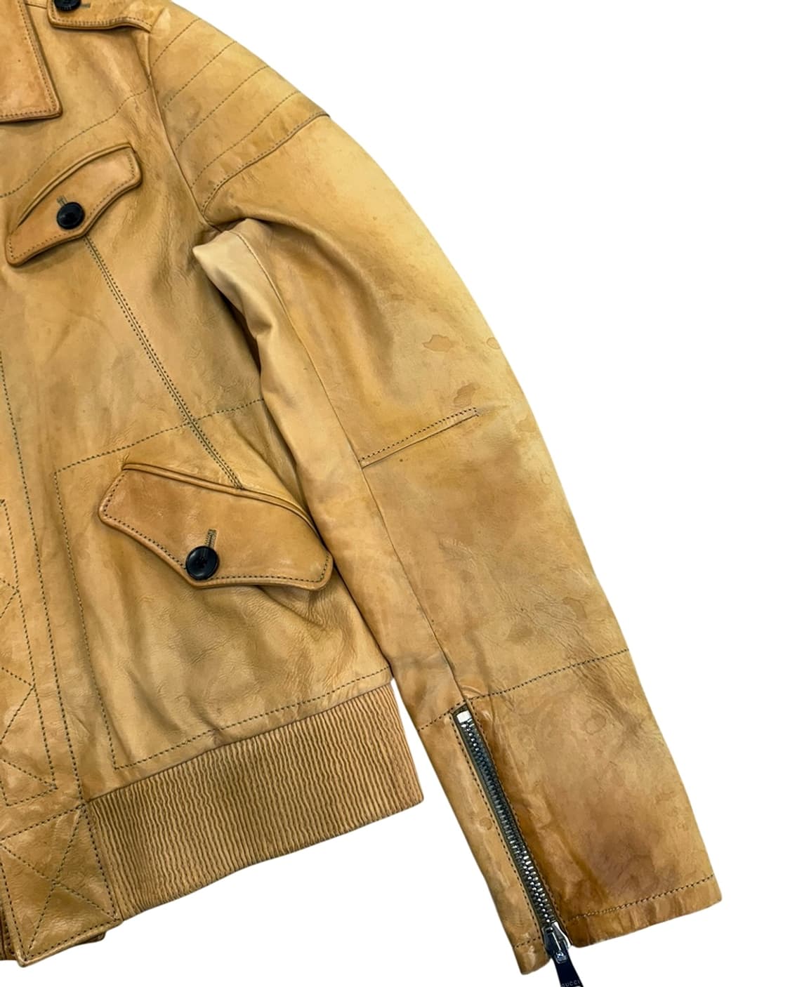 구찌 by 톰 포드 엘보우 패치 디테일 레더 블루종 상품이미지8