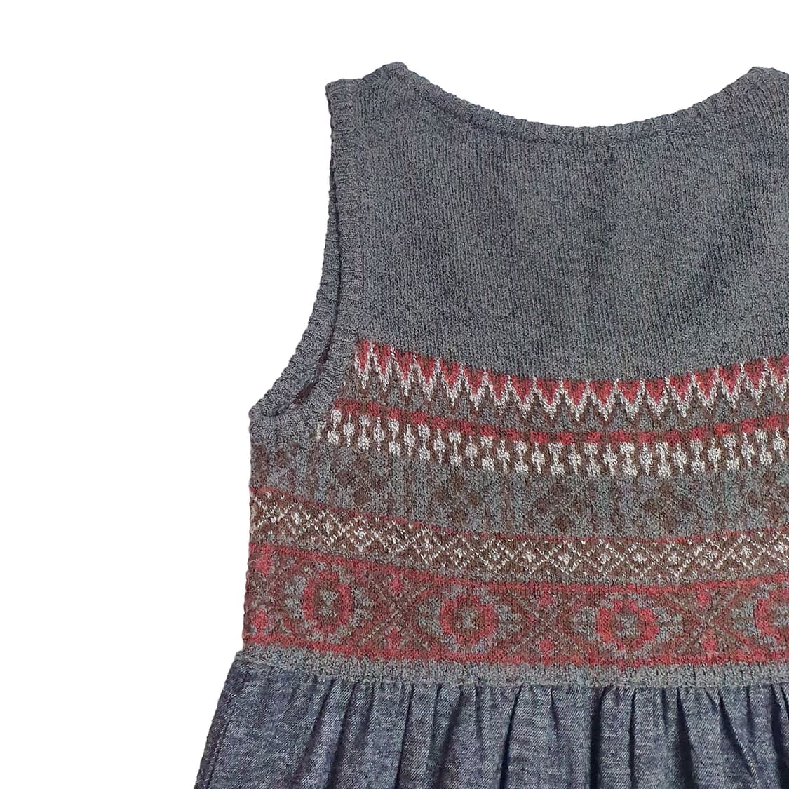 나무 단추 니트 슬리브리스 레이어드 미디 원피스 상품이미지5