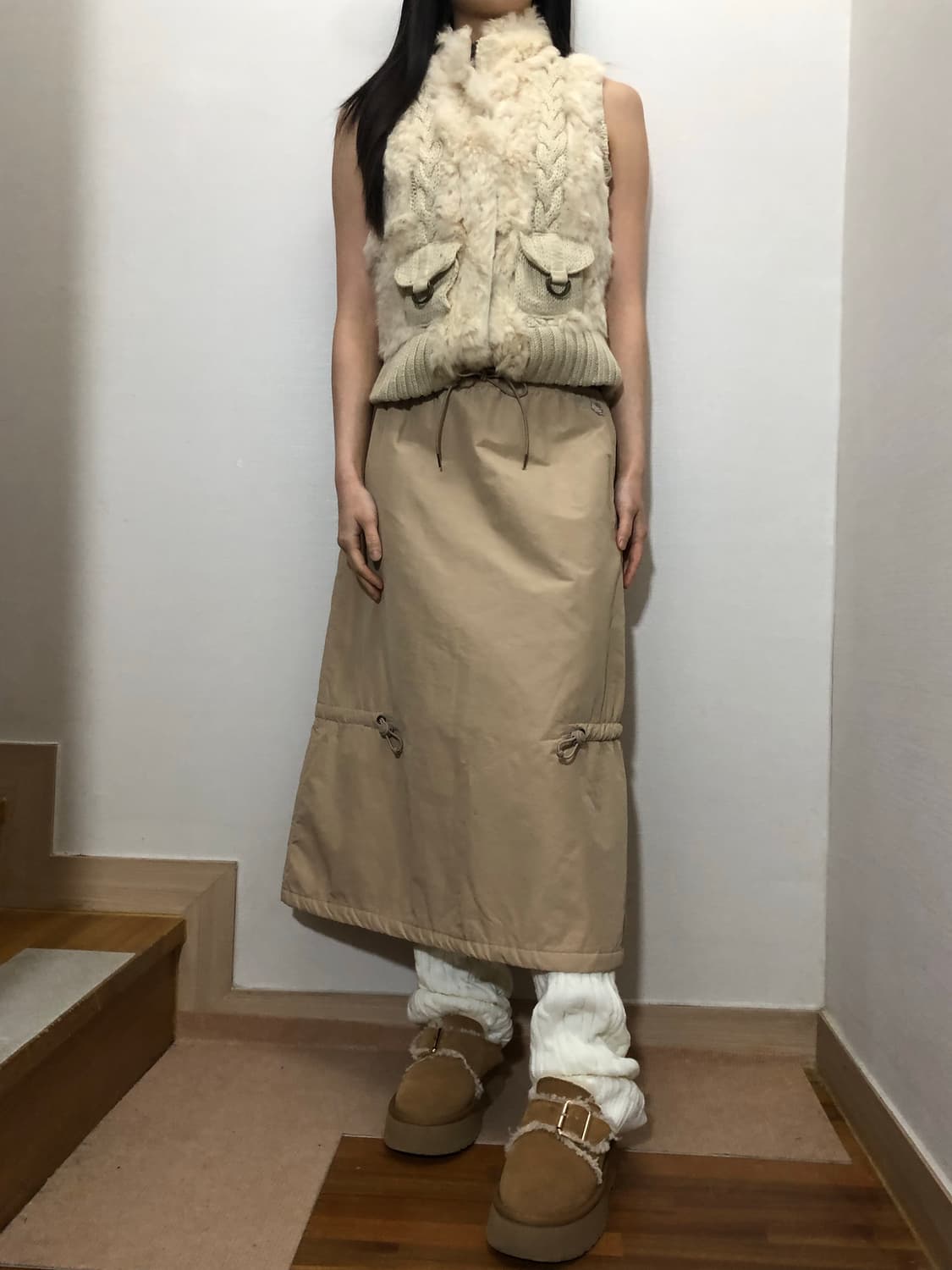 빈티지 아이보라 퍼 니트 집업 상품이미지4