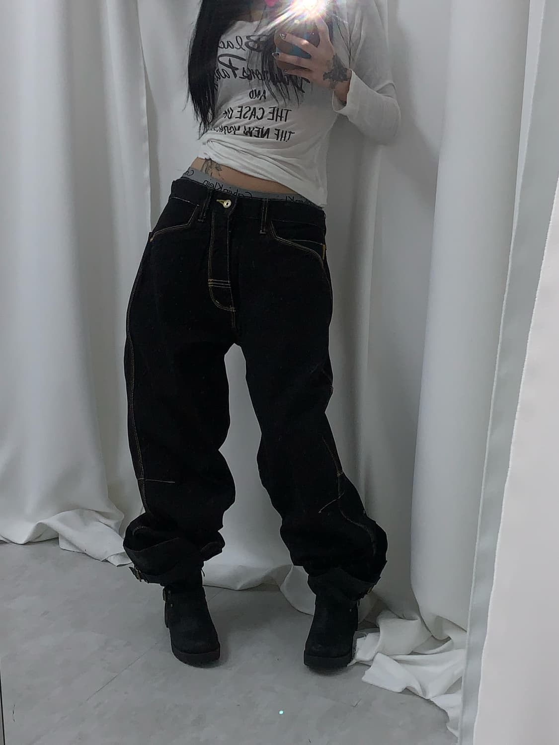 FUBU Platinum black denim baggy jeans 상품이미지2