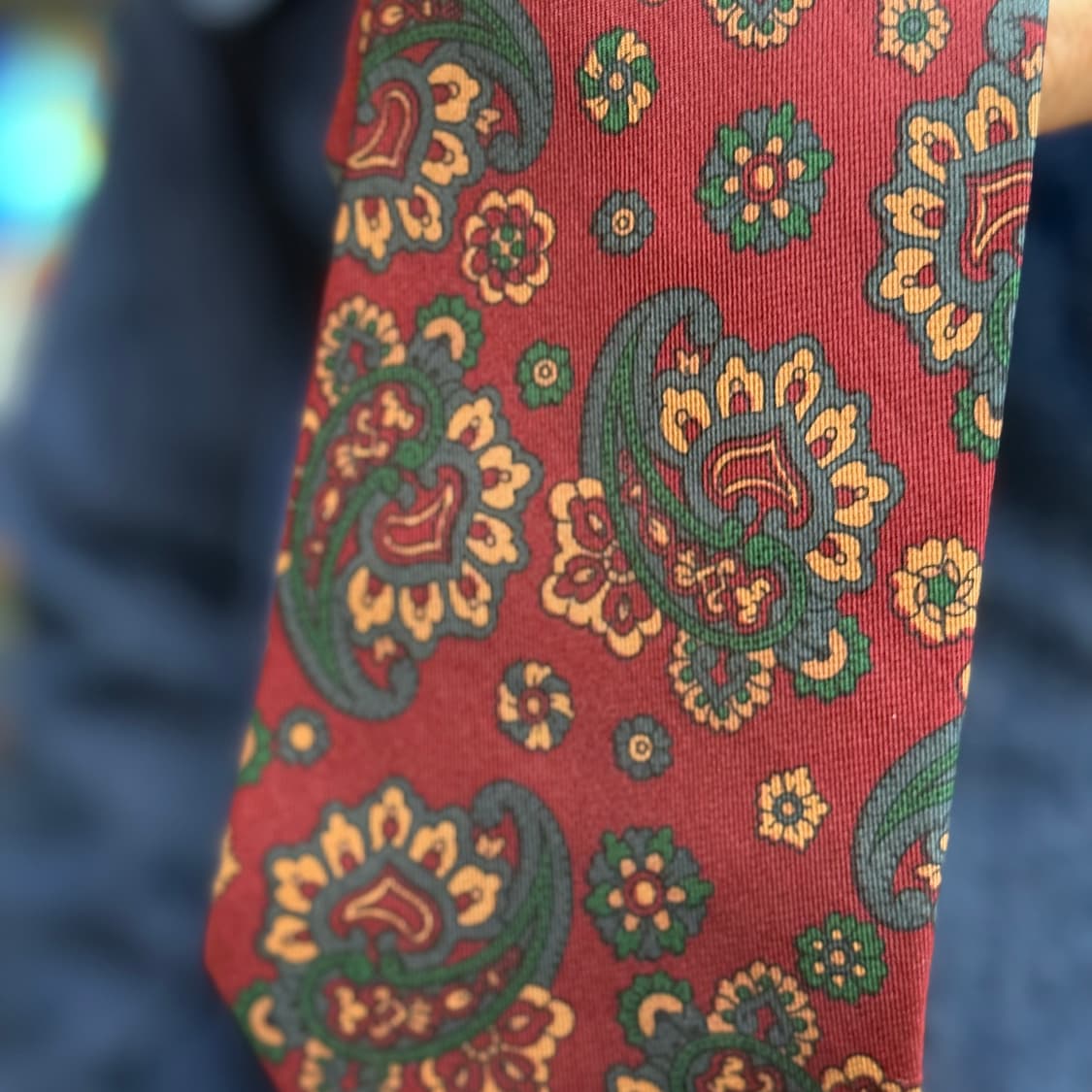 90‘s Aquascutum 페이즐리 패턴 실크타이 상품이미지9