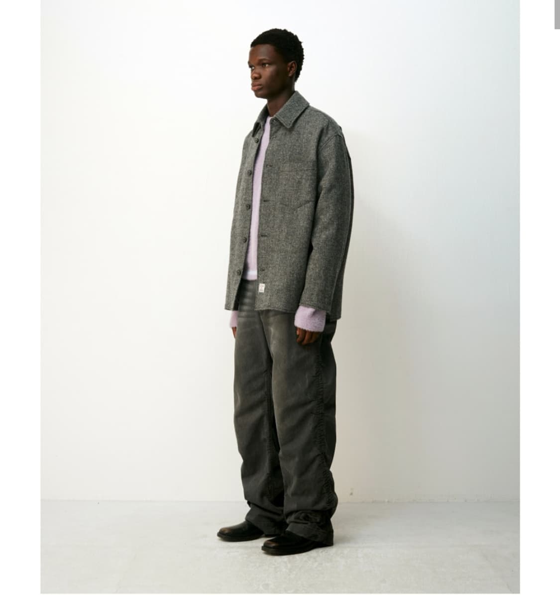 (새상품)쿠어 해리스트위드 오버핏 셔켓 L 상품이미지3