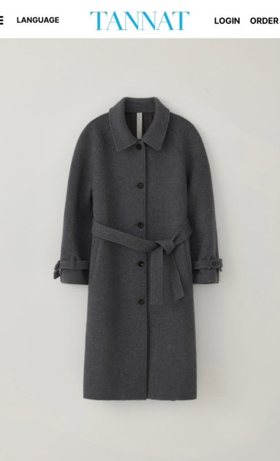 [새상품] 타낫 래글런 캐시미어 롱코트 차콜 상품이미지4