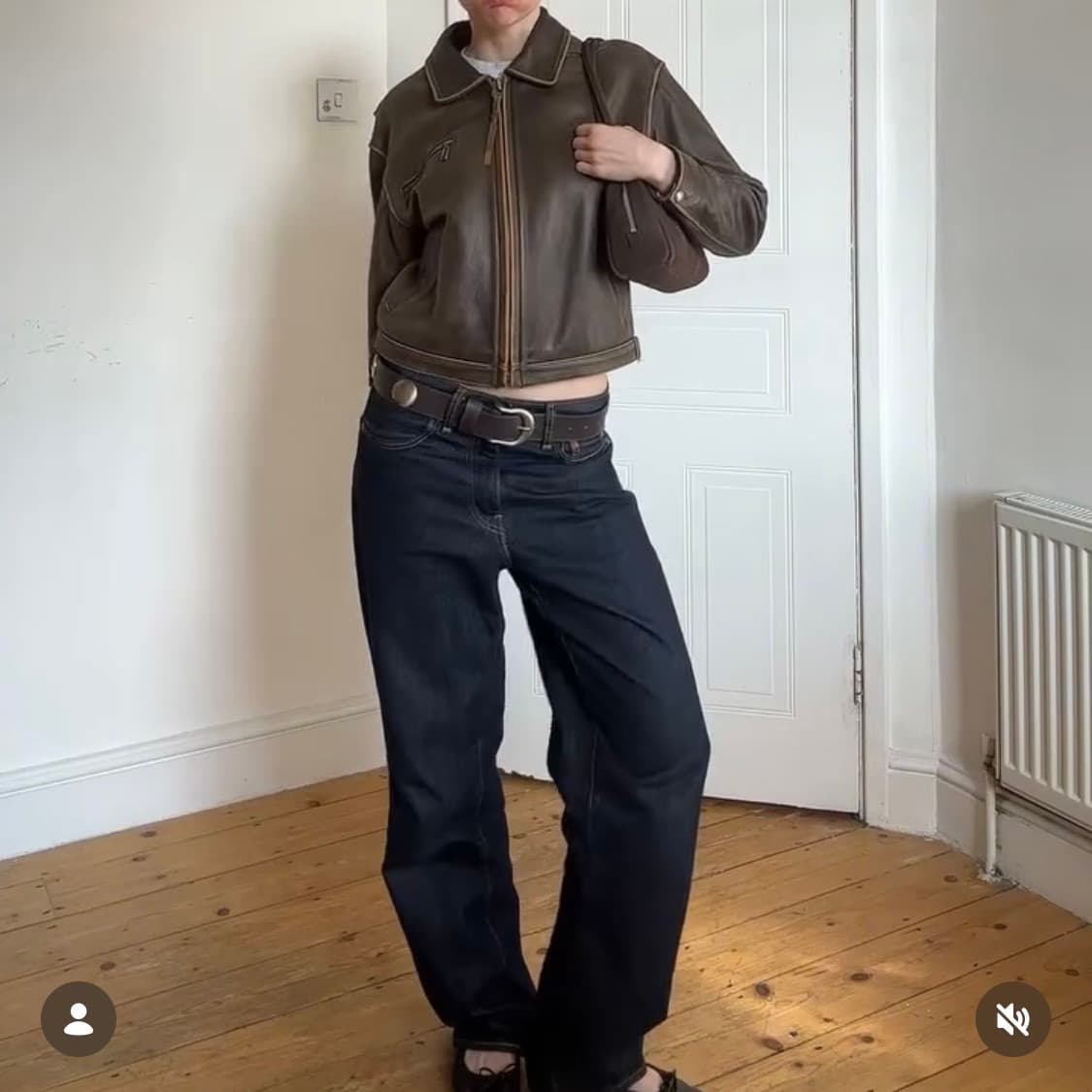 오픈 와이와이 CLASSIC BIKER JACKET, BROWN 상품이미지2