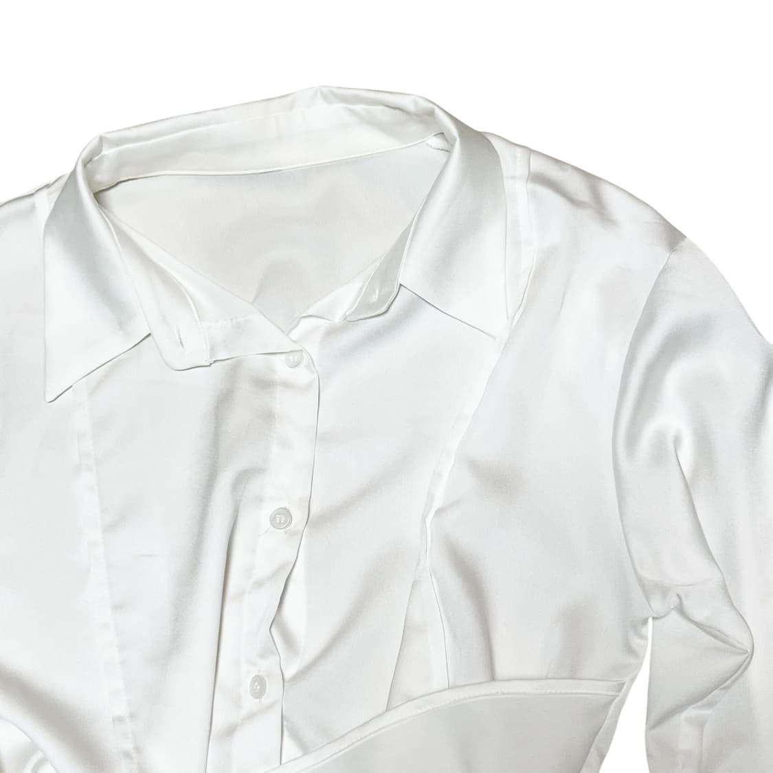 satin String Detail Wrap Shirt_White 상품이미지4