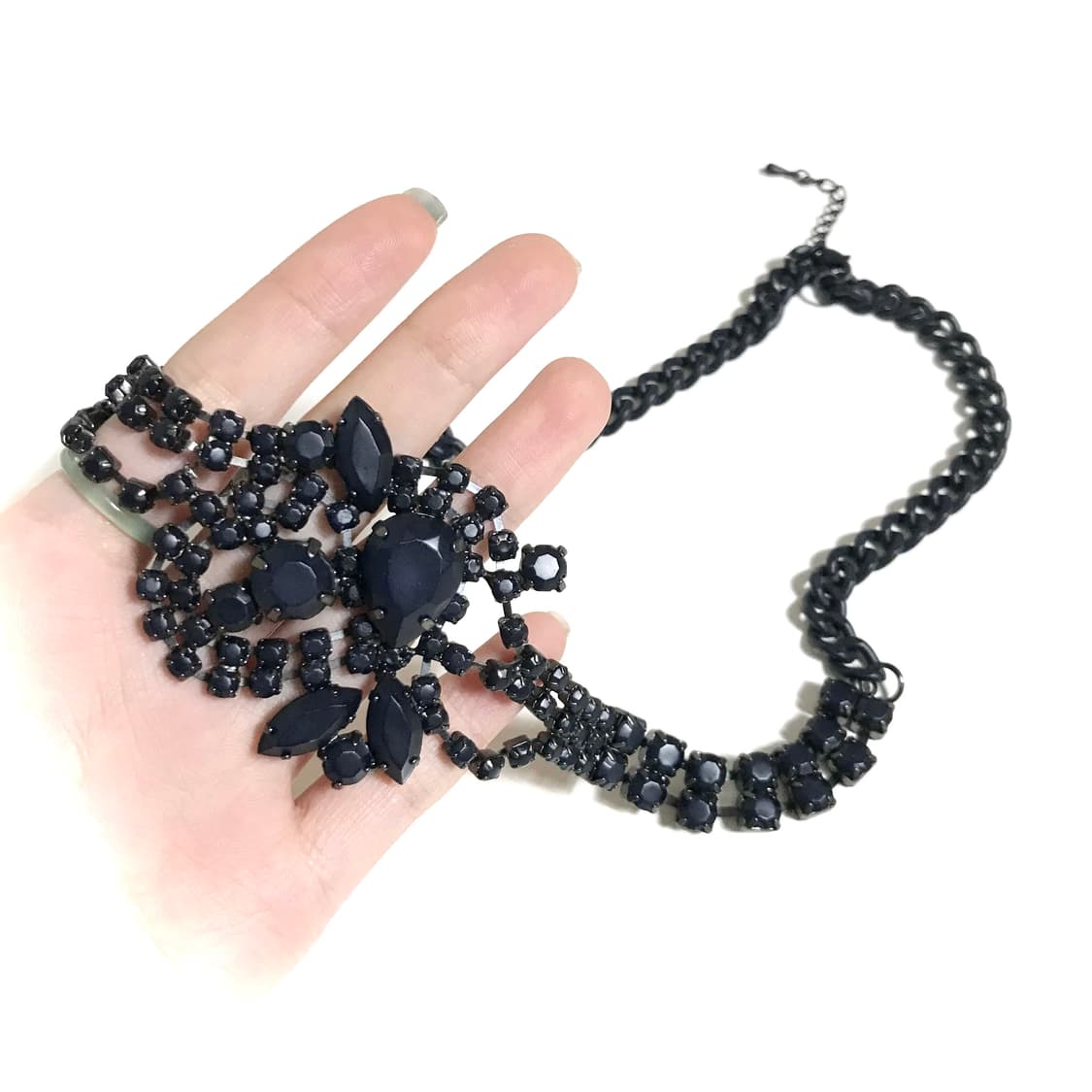 빈티지 다크네이비 보석 체인 목걸이 펑크 헤이세이 갸루 상품이미지2