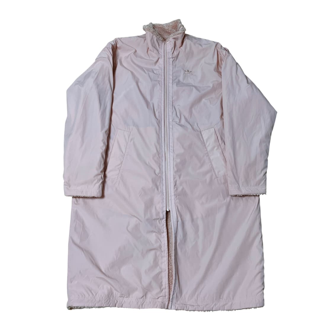 리버시블 아디다스 롱 쉐르파 플리스 코트 핑크 XL 상품이미지5