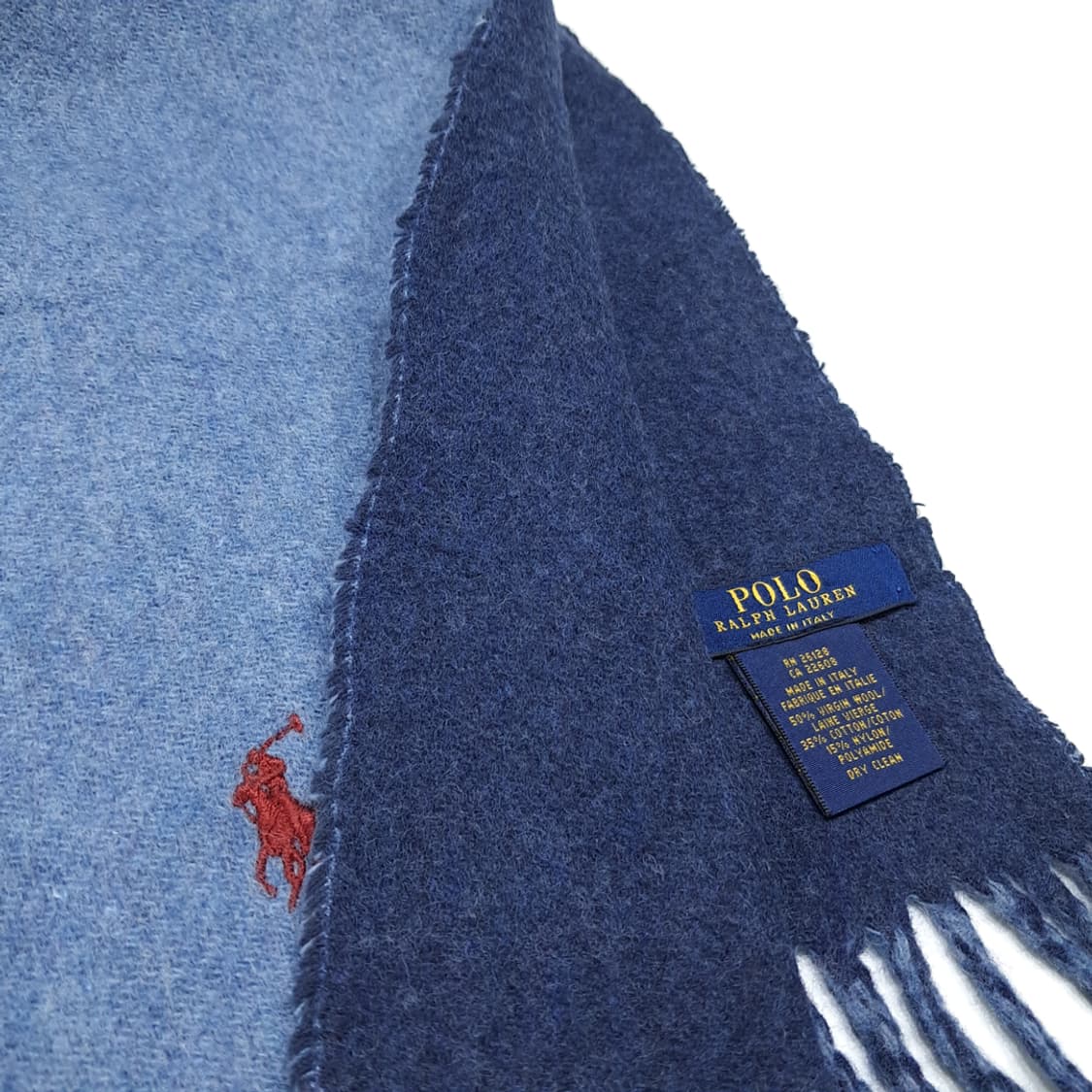 MX527 폴로 00s 이태리판 울면 양면 라이트블루네이비 머플러 목도 상품이미지6