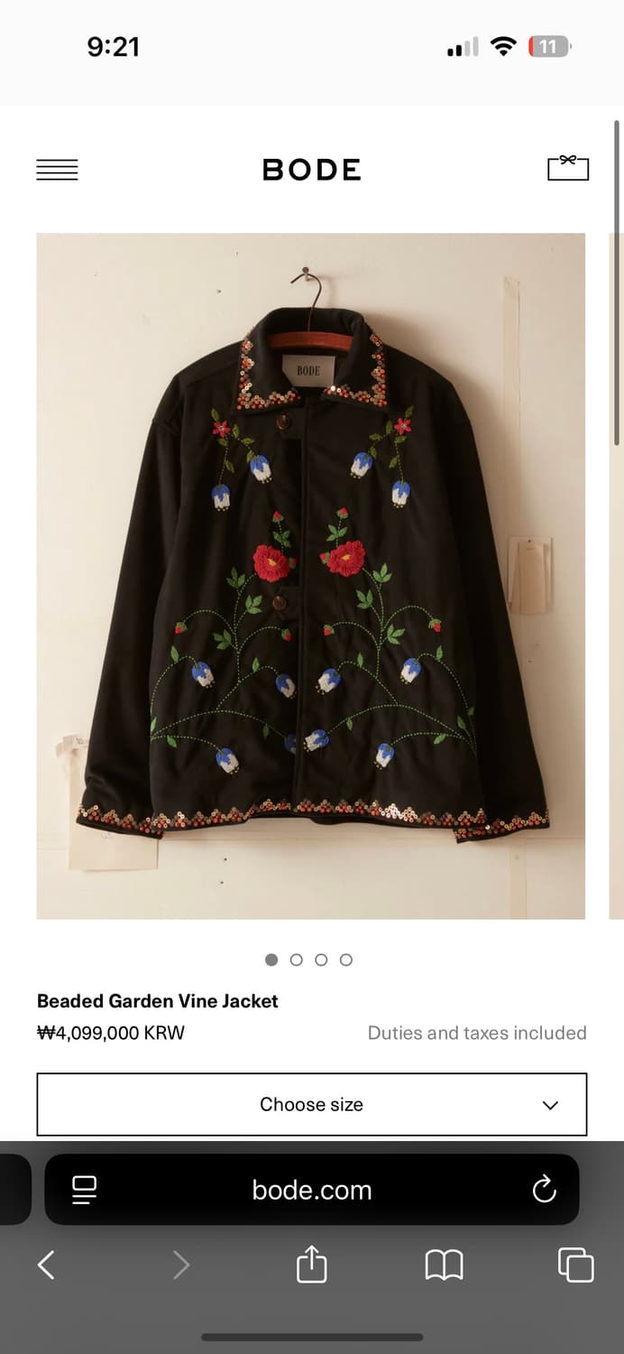 bode 보디 비즈 자수 자켓 beaded garden vine(M/L) 상품이미지2