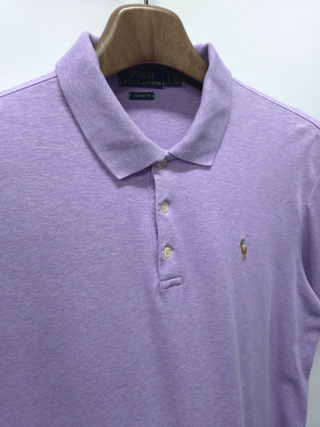 폴로 랄프로렌 클래식핏 반팔 카라티 연보라 (L) 상품이미지5