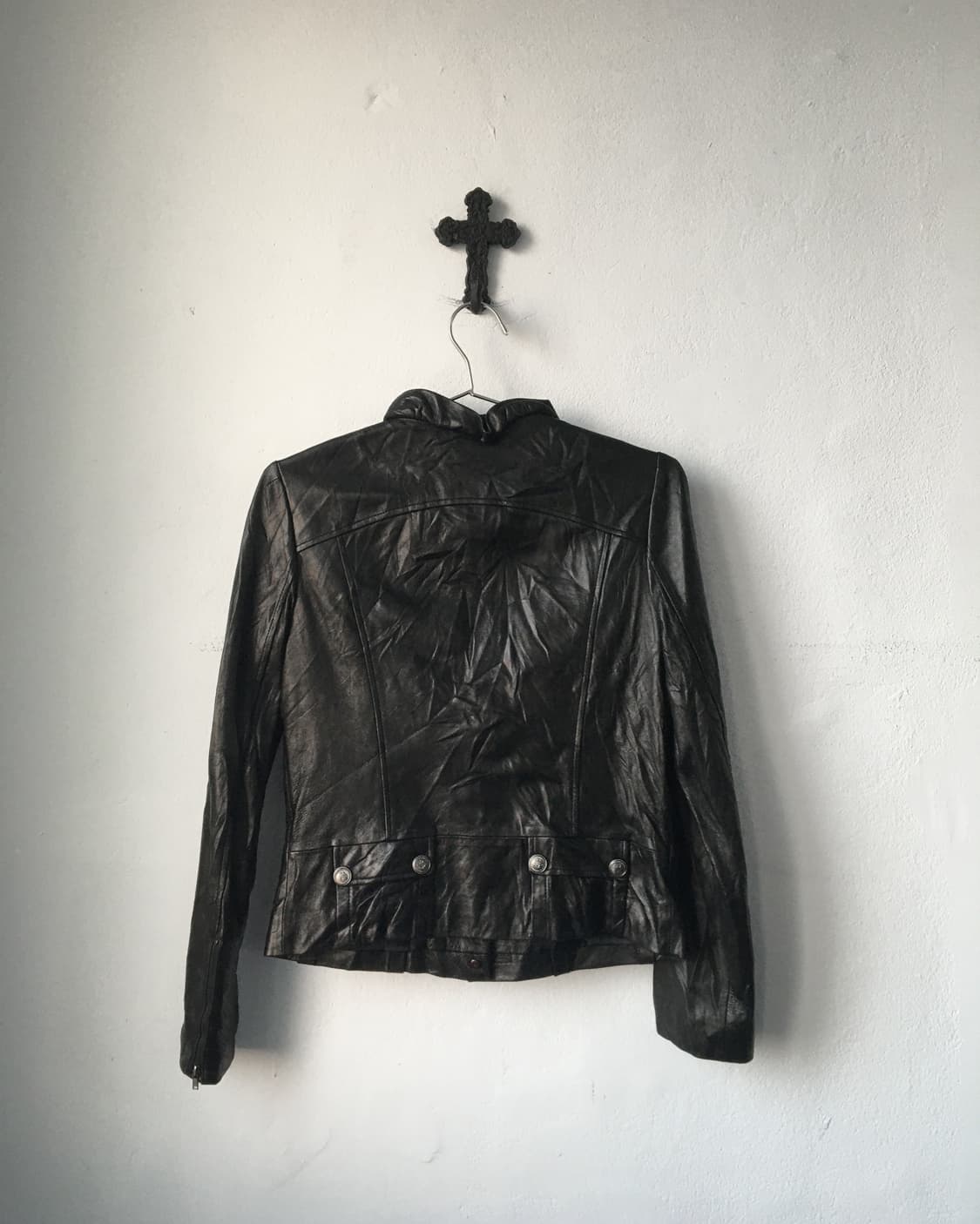 Frill point high neck leather jacket 상품이미지3