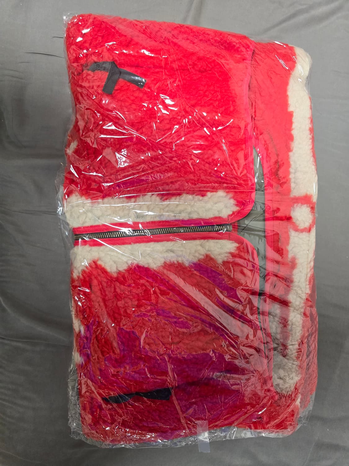 캐피탈 본 패턴 보아 플리스 리버시블 블루종 레드 상품이미지3