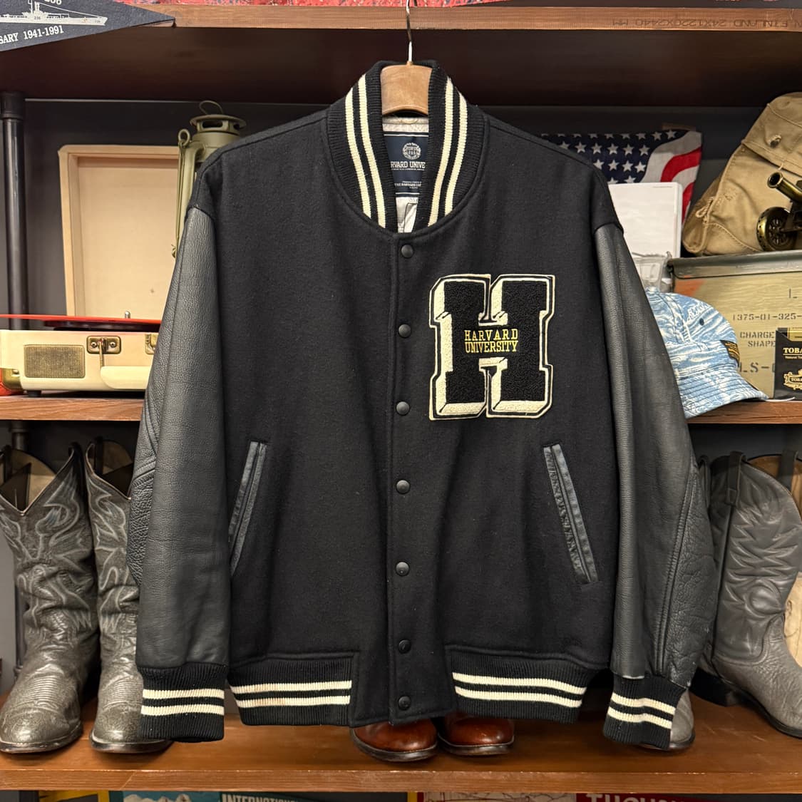 90s 하버드 오리지널 빅 엠브로이드 울 바시티 자켓 N852   상품이미지1