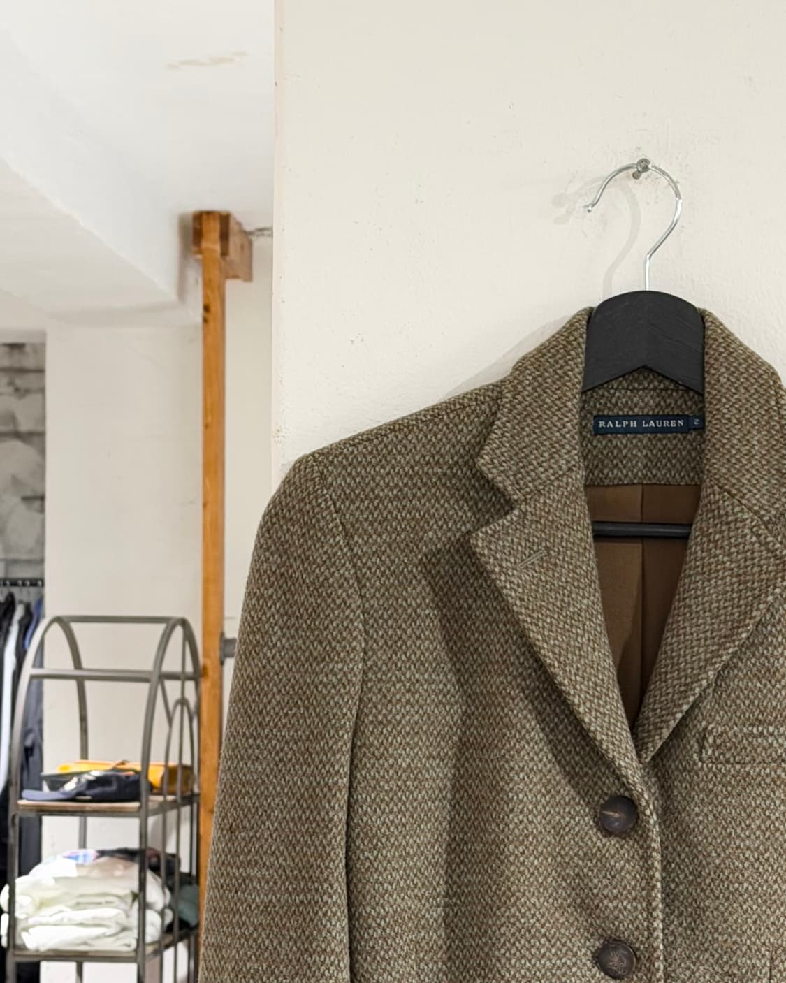 랄프 로렌 카키 싱글 헤링본 트위드 울 자켓 상품이미지2