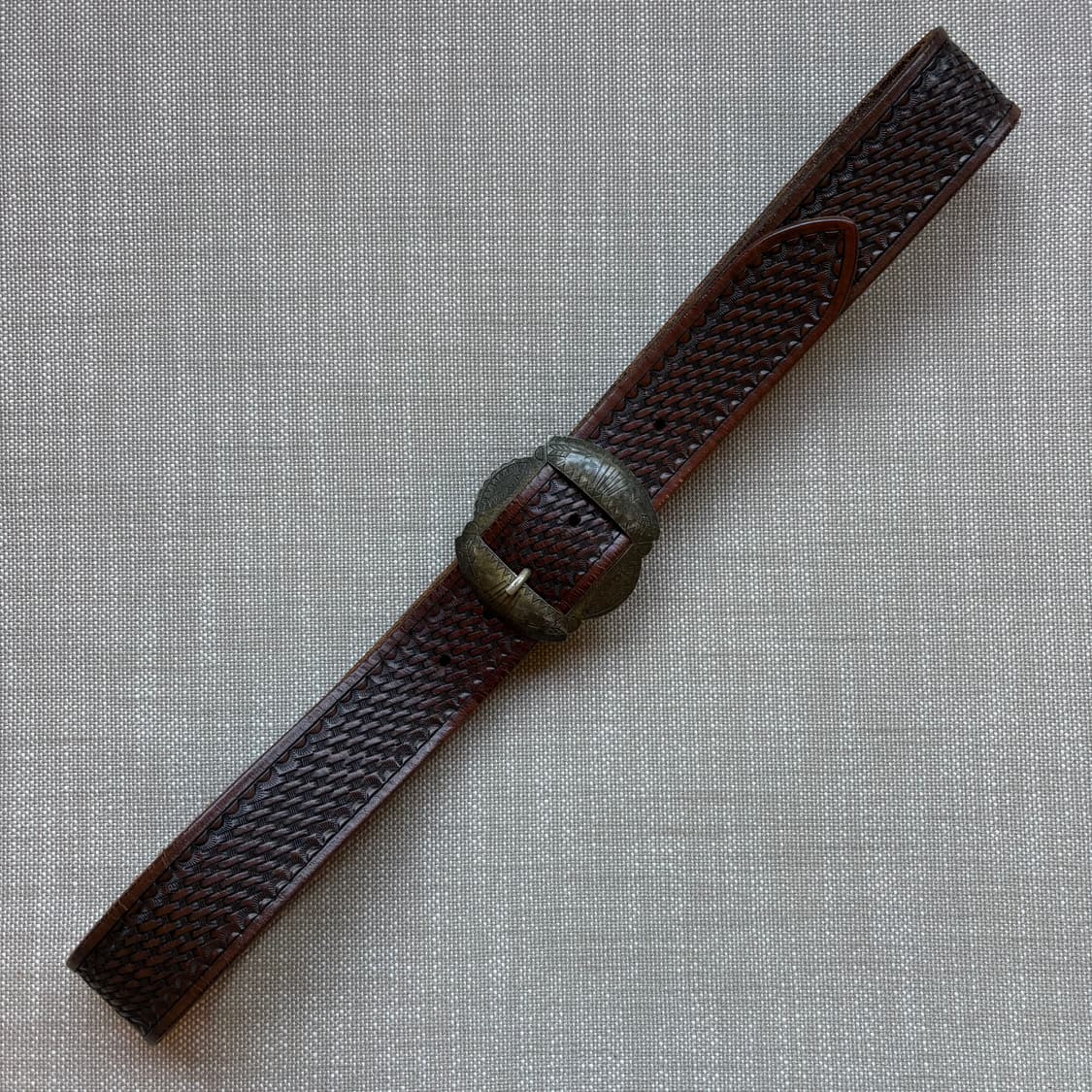 (39)90s 폴로 랄프로렌 핸드 카빙 레더 N A 브론즈 버클 벨트 상품이미지3