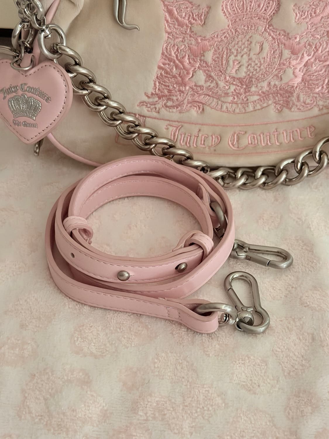 대대장!) 쥬시꾸뛰르 벨벳 숄더백 크로스백2way 갸루 핀터깔 상품이미지3