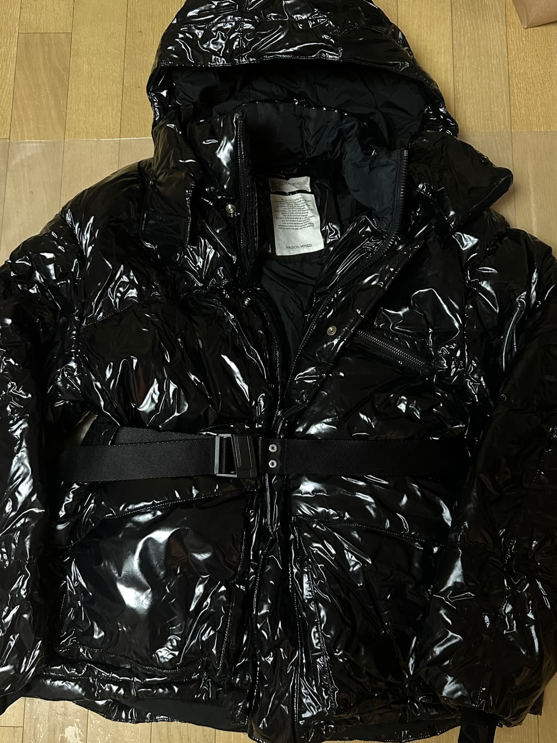 메종미네드 벨티드 구스다운 블랙 패딩(L) 상품이미지3