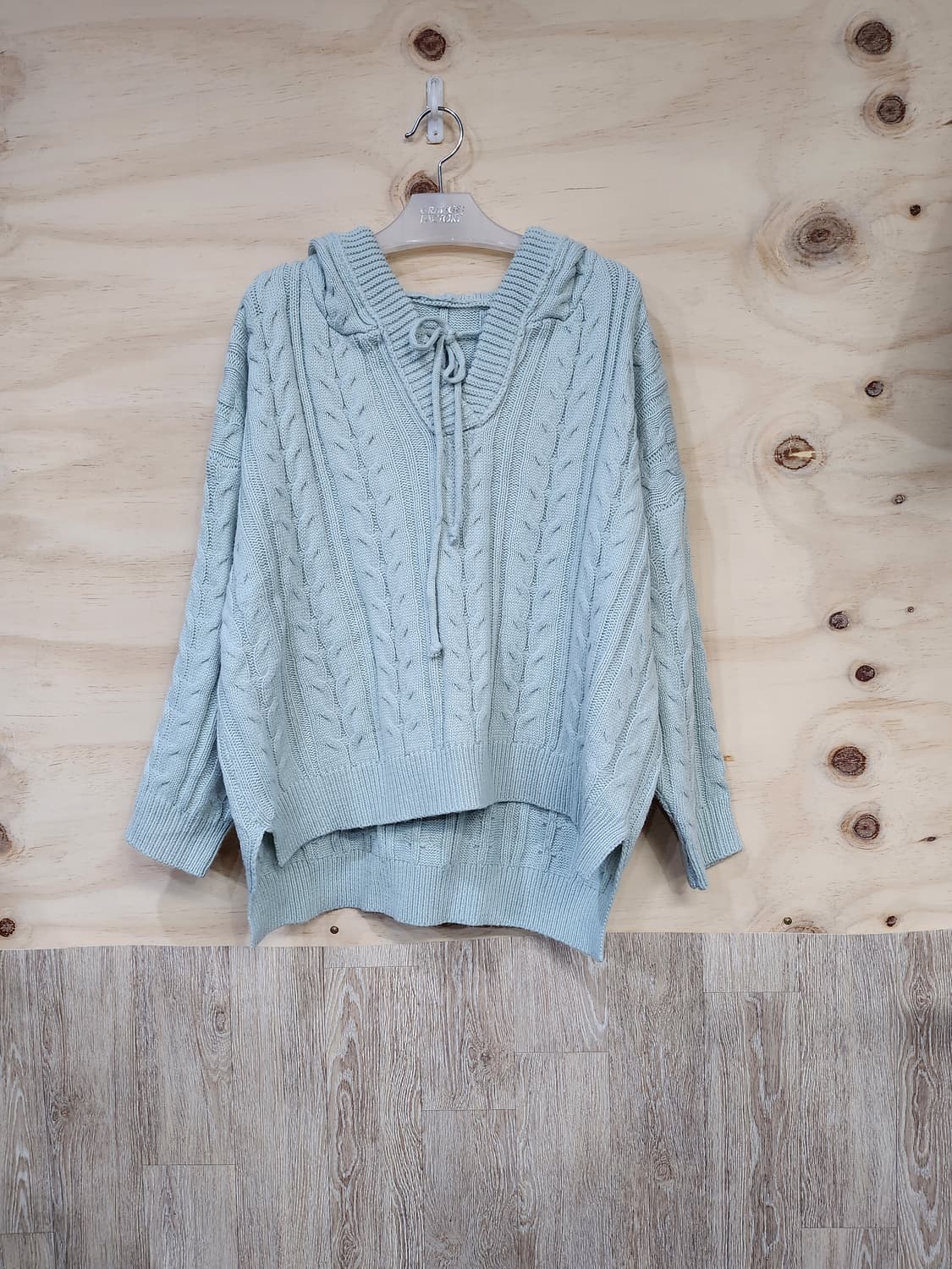 671) 여성 케이블 후드 니트 상품이미지1