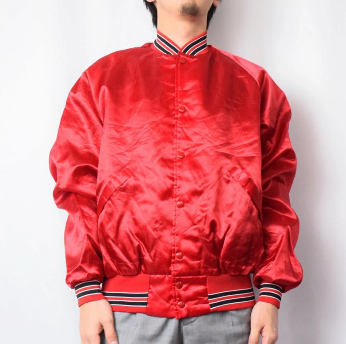 90s USA Chalk Line satin varsity Jacket 상품이미지10